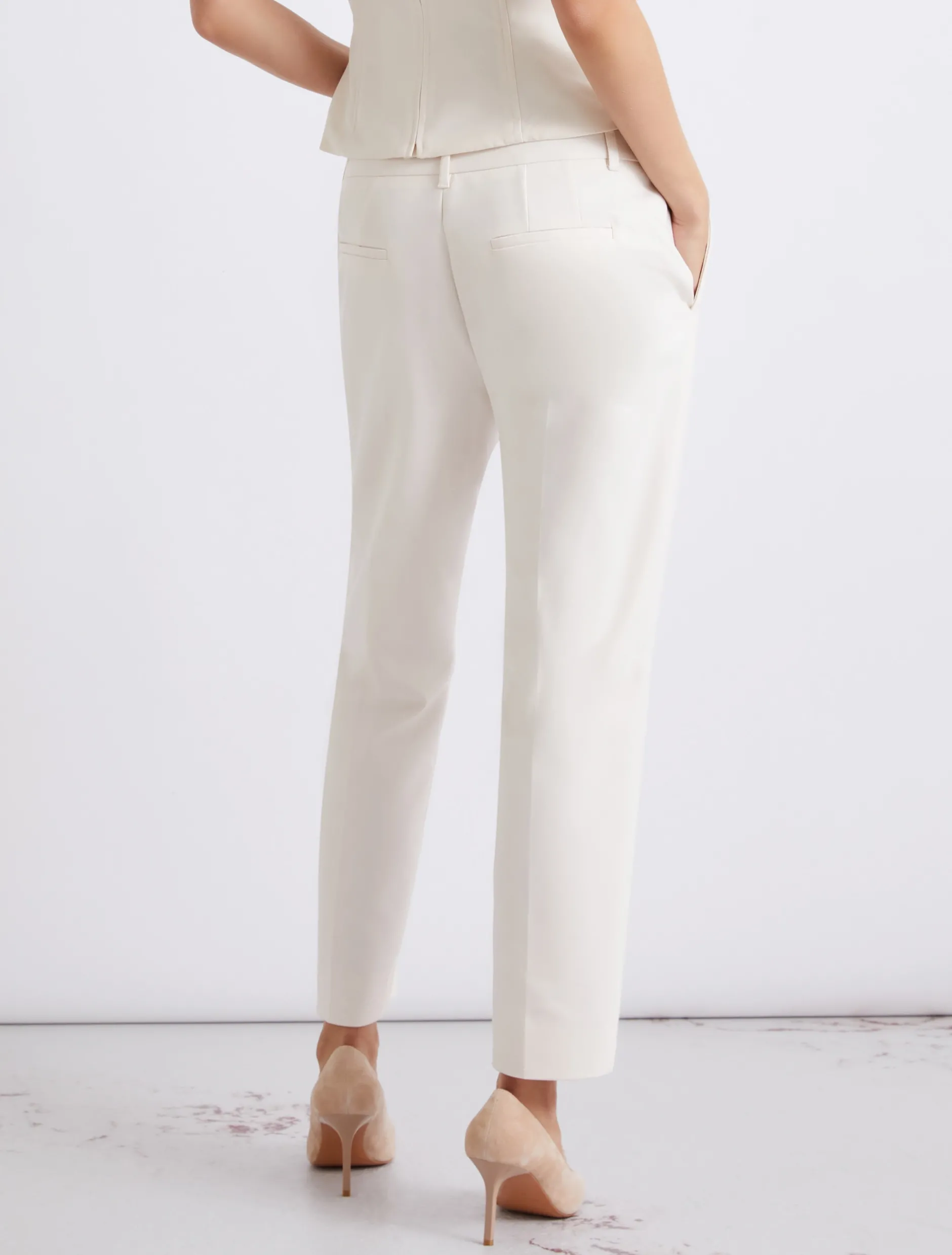 Pantalone in misto cotone stretch - BIANCO