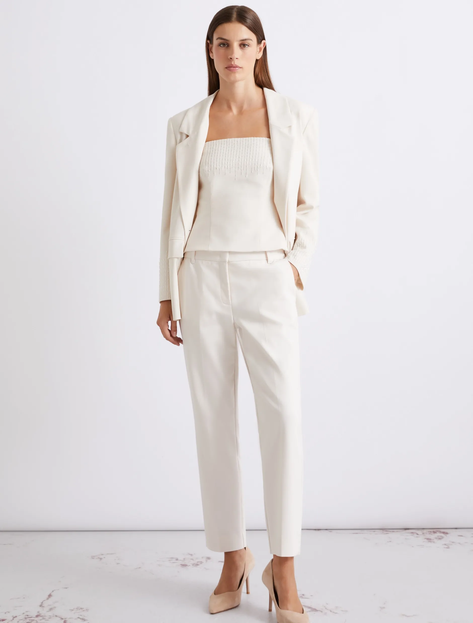 Pantalone in misto cotone stretch - BIANCO