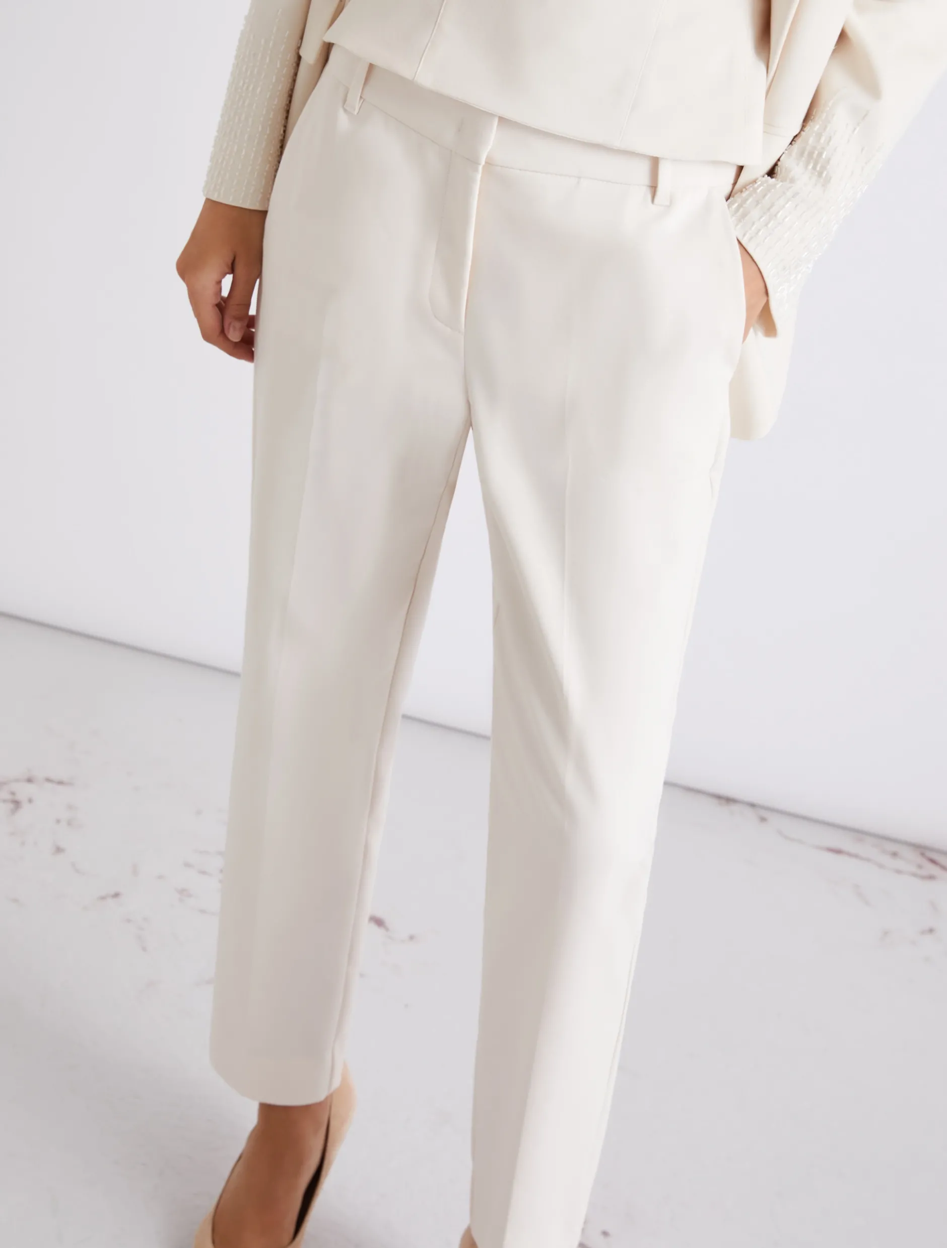 Pantalone in misto cotone stretch - BIANCO