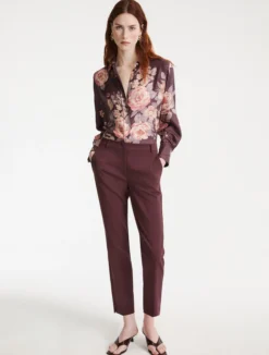 Pantalone in misto cotone stretch - BORDEAUX