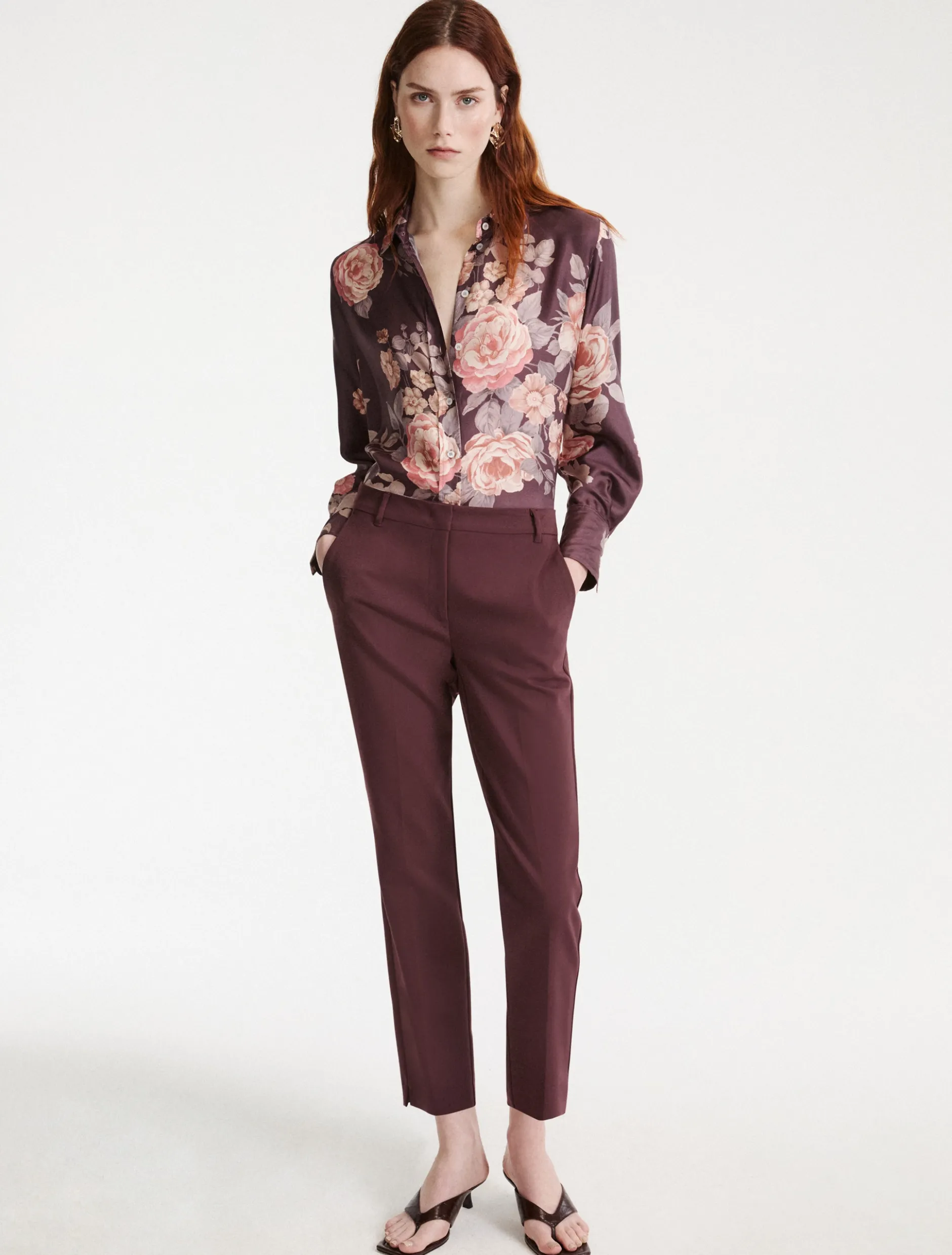 Pantalone in misto cotone stretch - BORDEAUX
