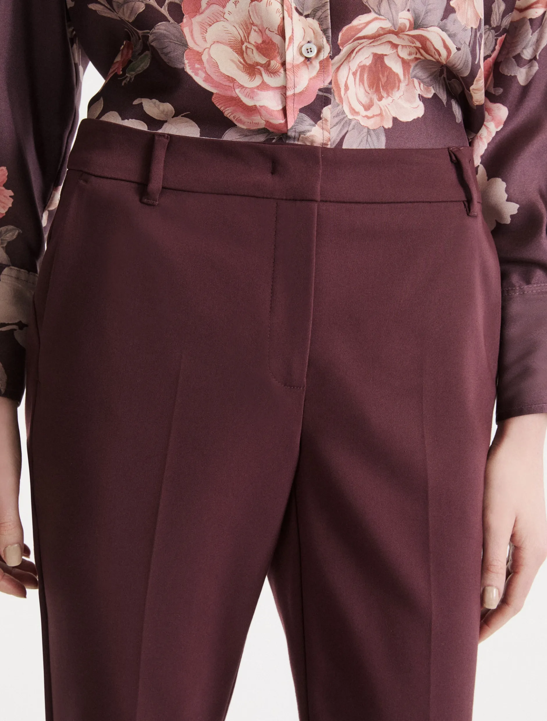 Pantalone in misto cotone stretch - BORDEAUX