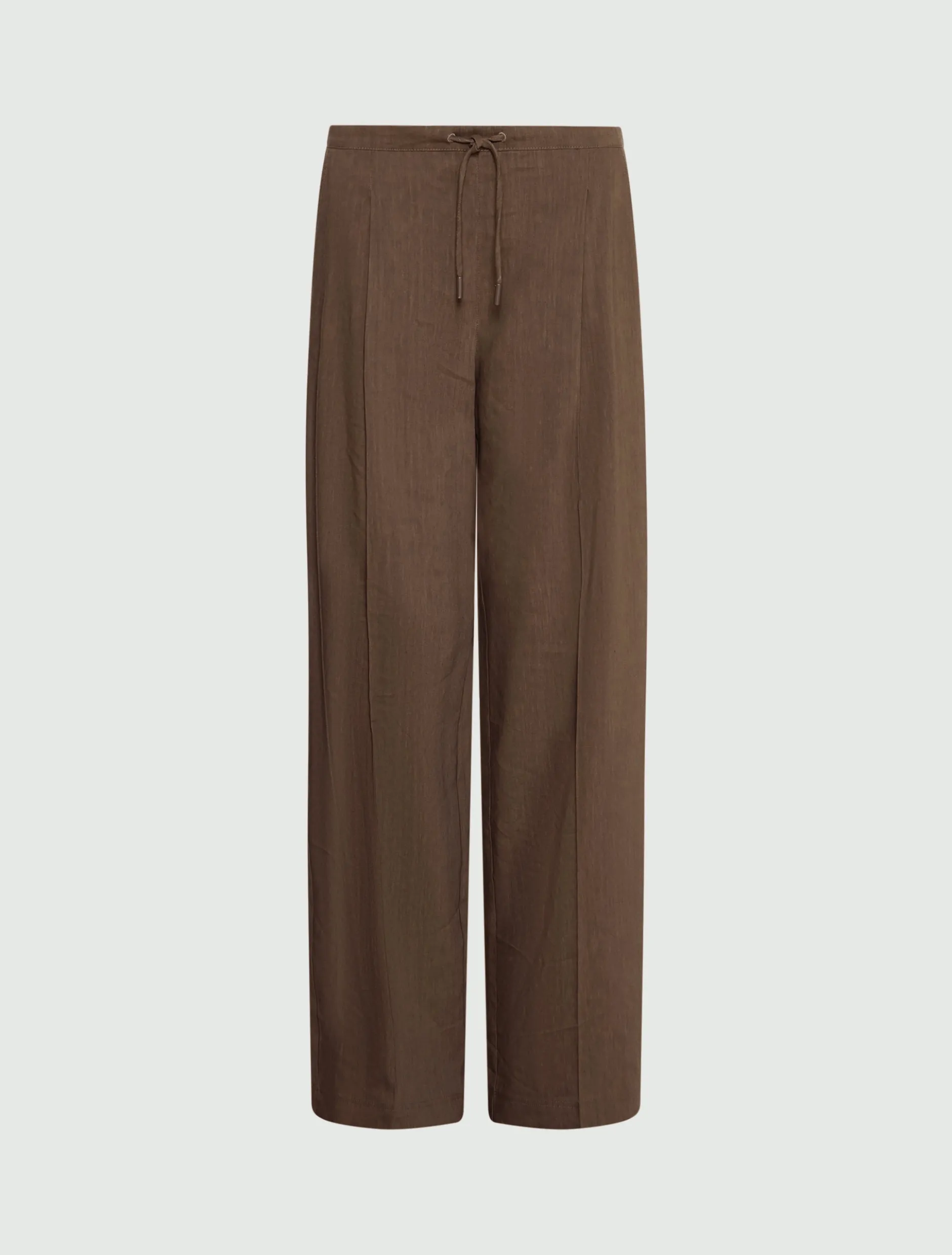 Pantalone in misto lino con coulisse - MARRONE
