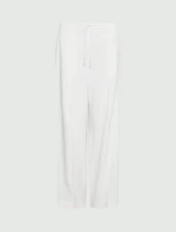Pantalone in misto lino con coulisse - BIANCO LANA