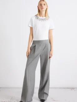 Pantalone in misto lino lavato - GRIGIO MELANGE