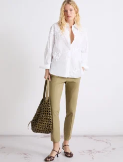 Pantalone in popeline stretch - KAKI