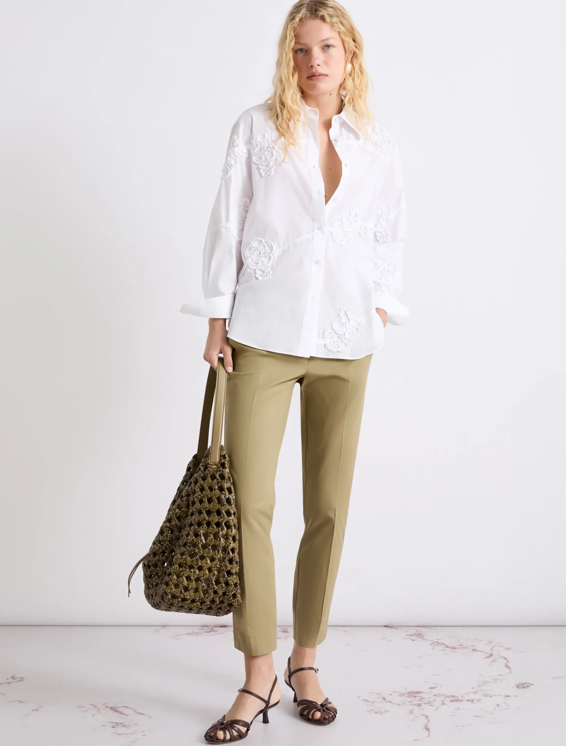 Pantalone in popeline stretch - KAKI