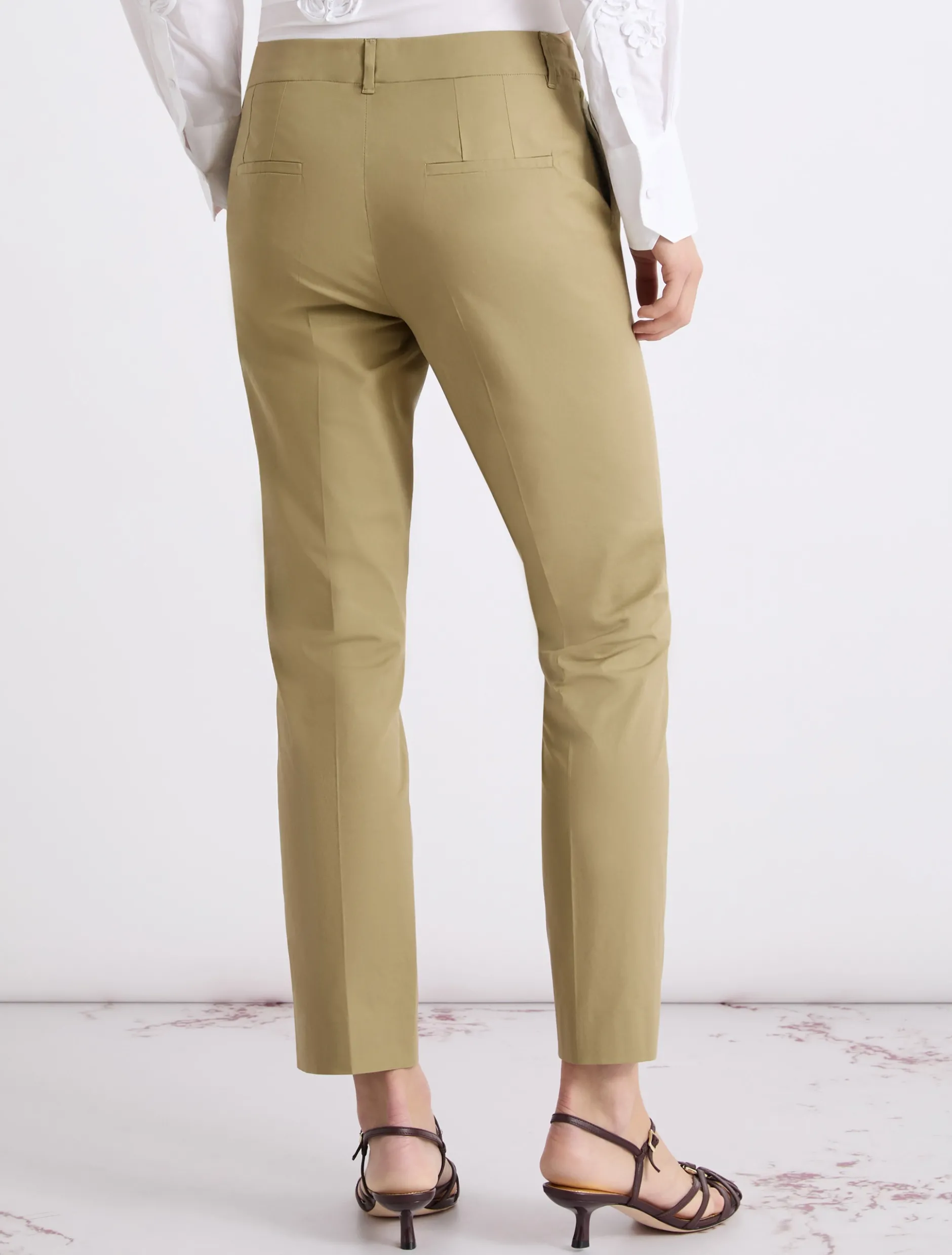 Pantalone in popeline stretch - KAKI