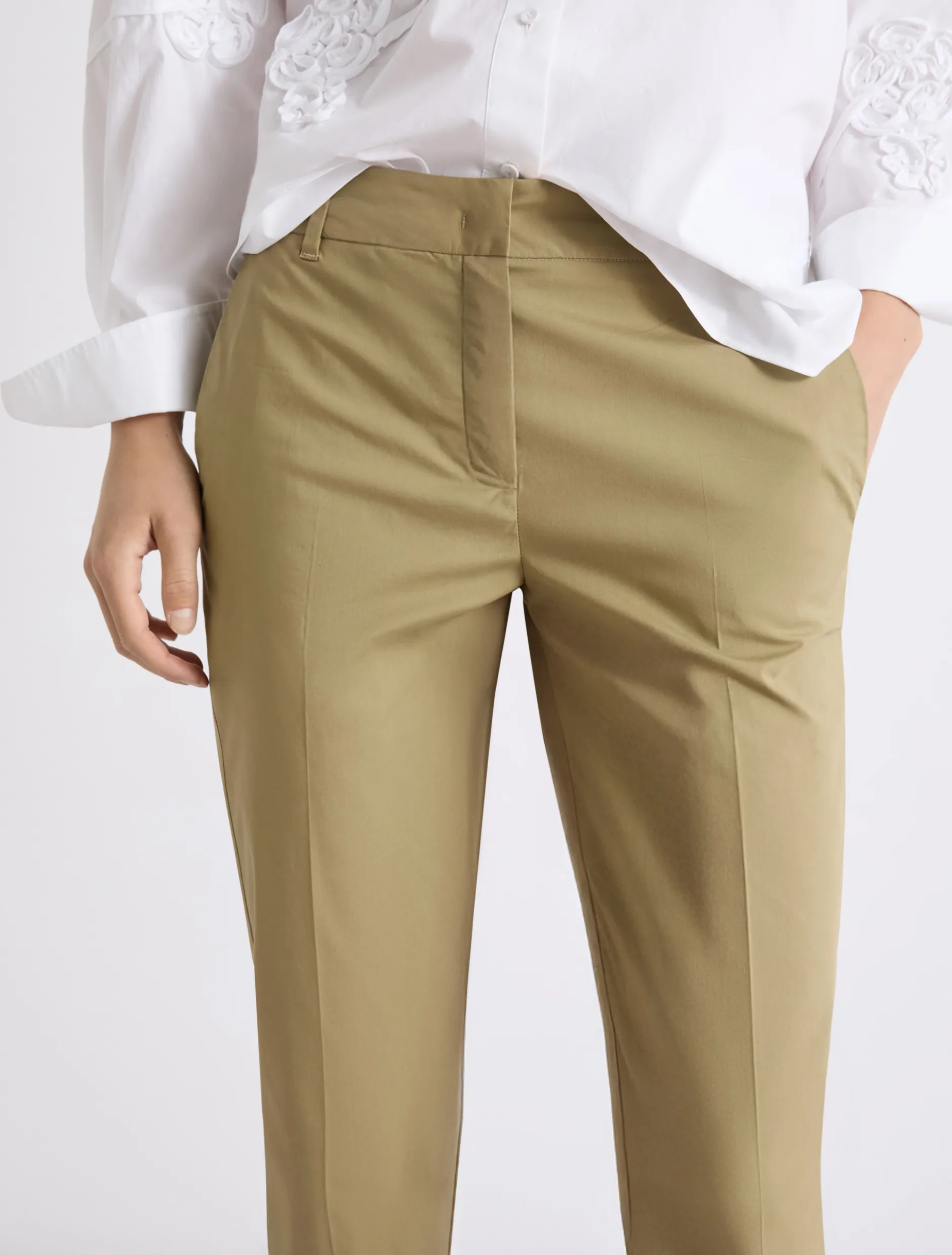 Pantalone in popeline stretch - KAKI