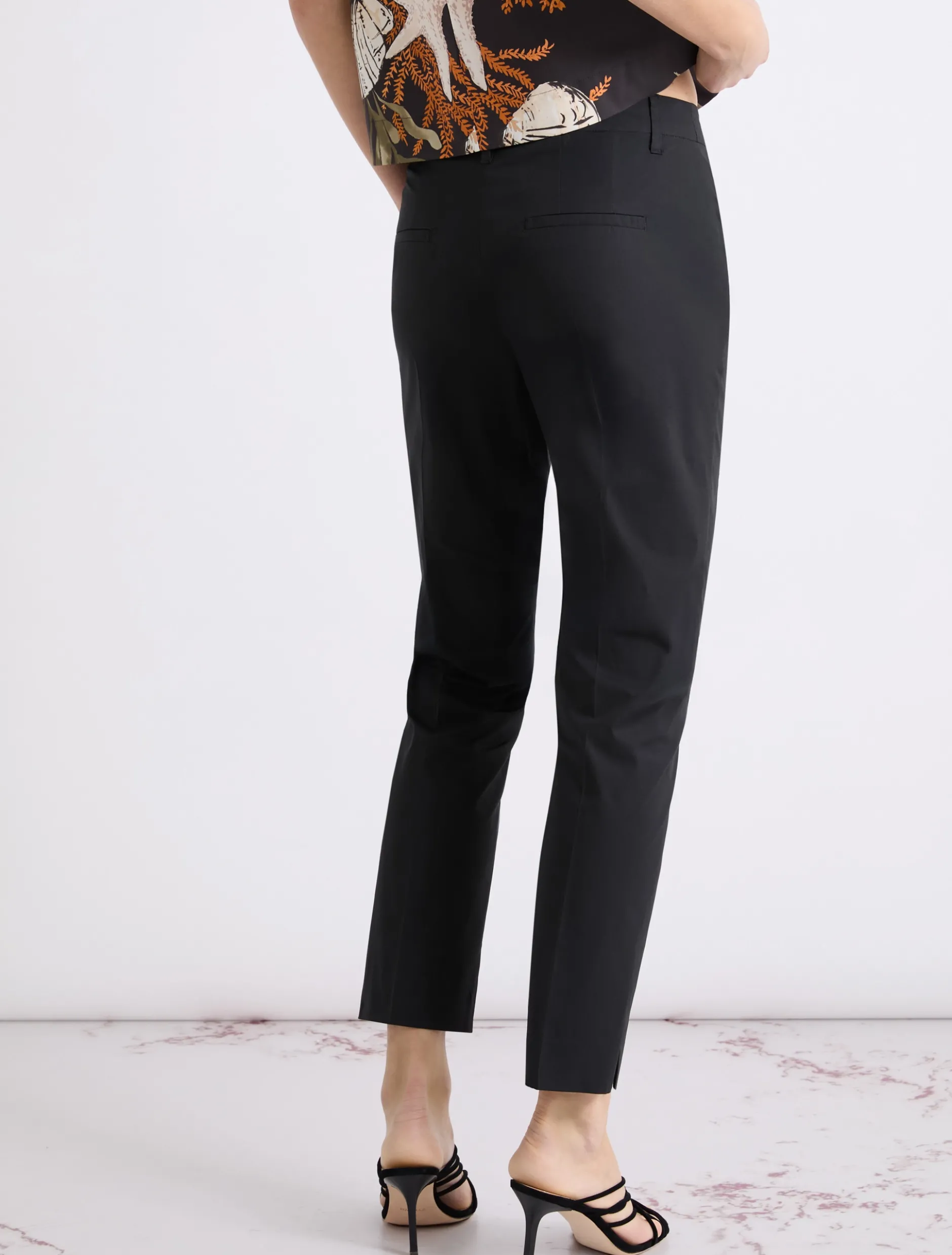 Pantalone in popeline stretch - NERO