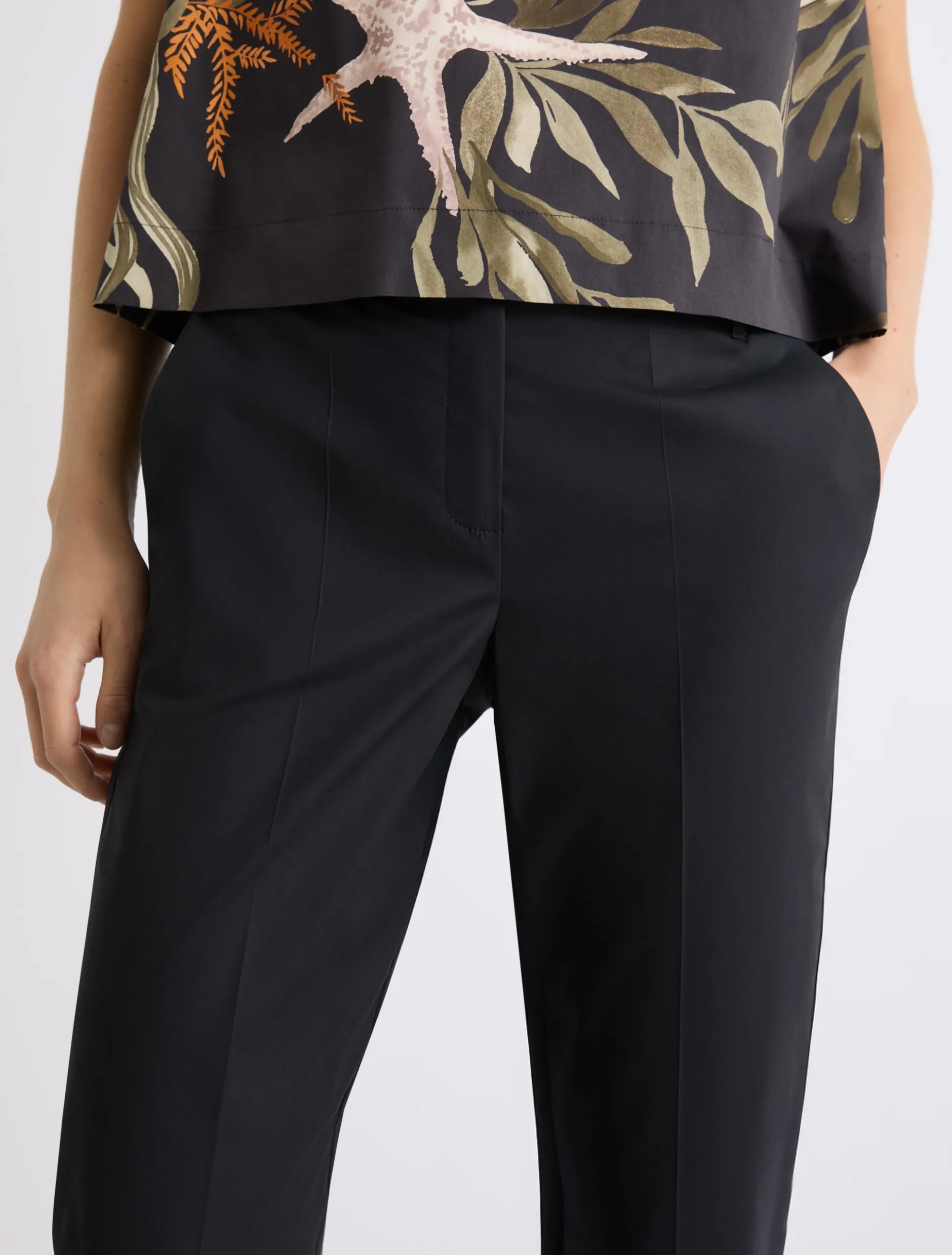 Pantalone in popeline stretch - NERO