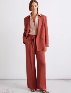 Pantalone in puro lino - MATTONE ROSSO