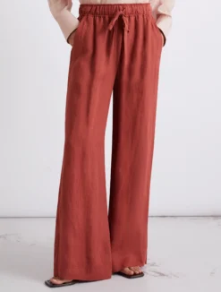 Pantalone in puro lino - MATTONE ROSSO