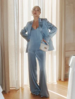 Pantalone in satin - AZZURRO POLVERE