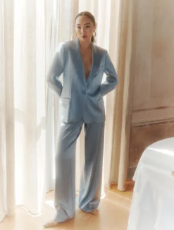Pantalone in satin - AZZURRO POLVERE