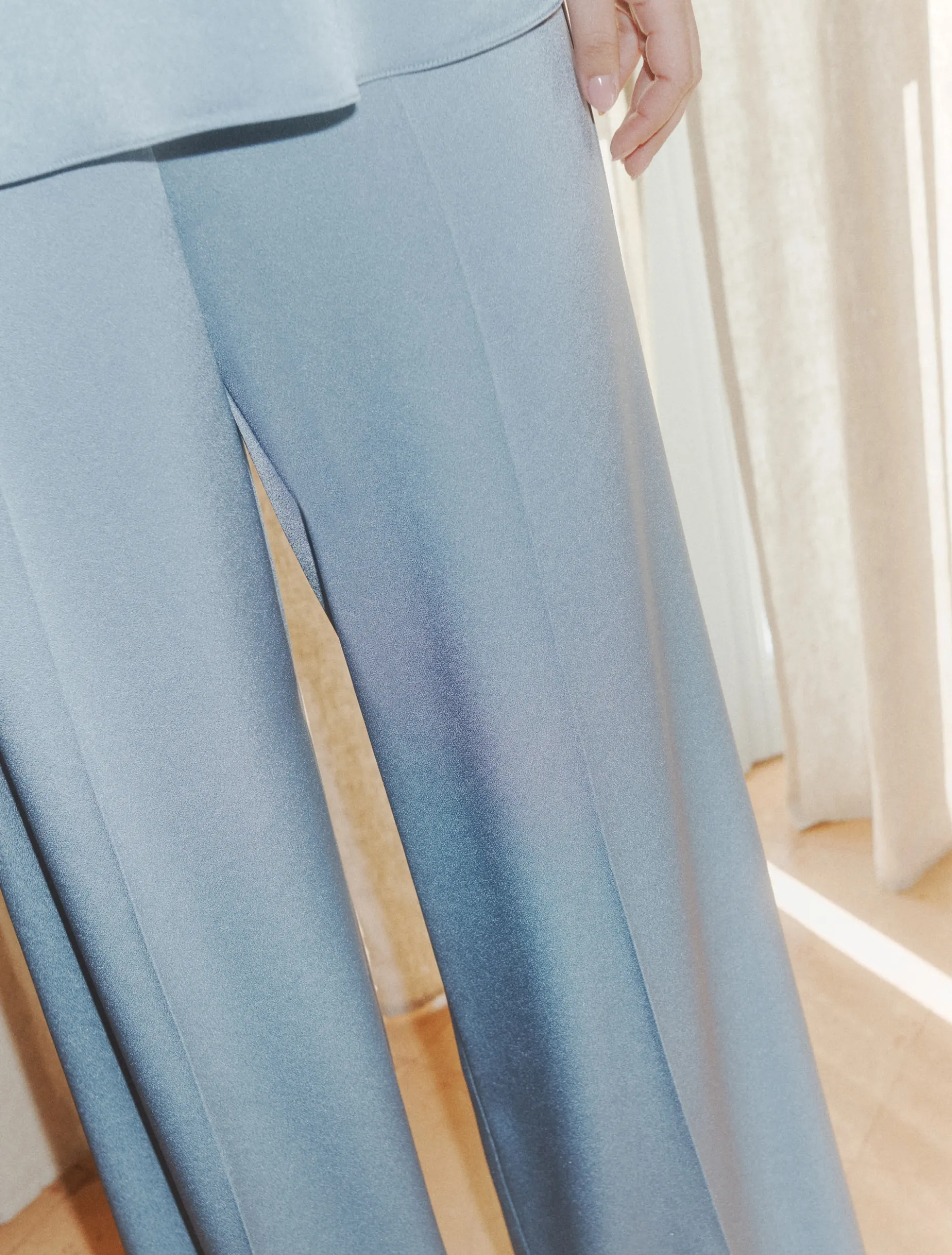 Pantalone in satin - AZZURRO POLVERE