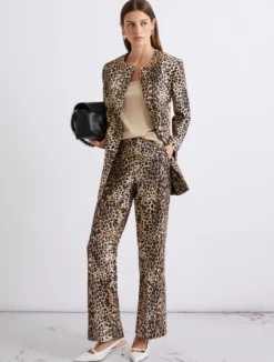 Pantalone in stuoia di misto lino - BEIGE