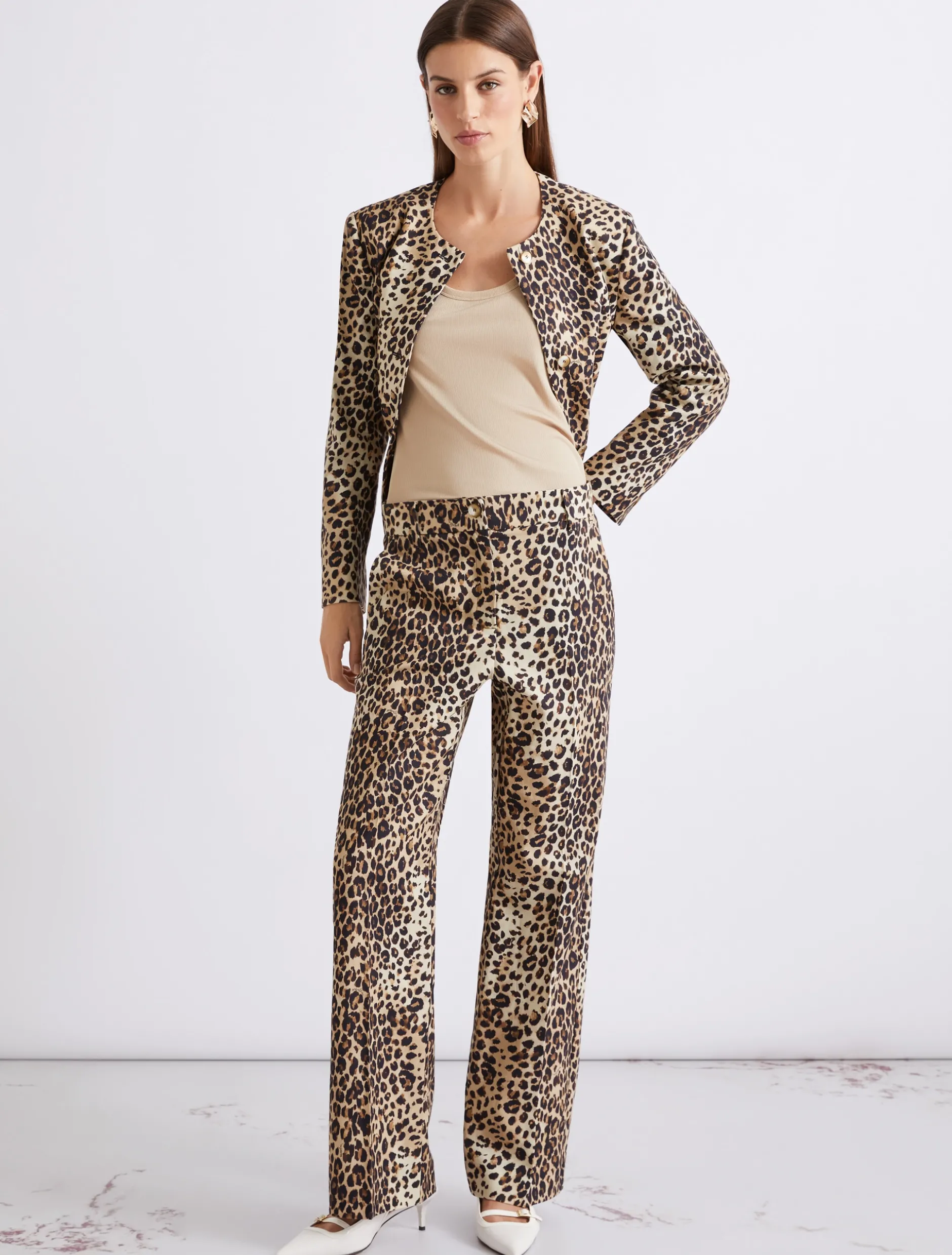 Pantalone in stuoia di misto lino - BEIGE