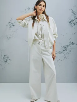 Pantalone in tela paracadute - BIANCO LANA