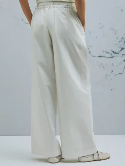 Pantalone in tela paracadute - BIANCO LANA