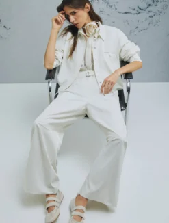 Pantalone in tela paracadute - BIANCO LANA