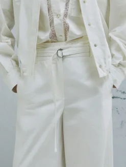 Pantalone in tela paracadute - BIANCO LANA