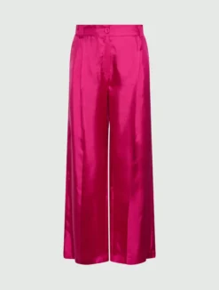 Pantalone in twill di seta - FUXIA