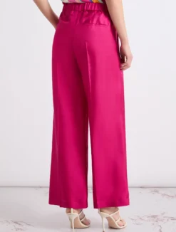 Pantalone in twill di seta - FUXIA