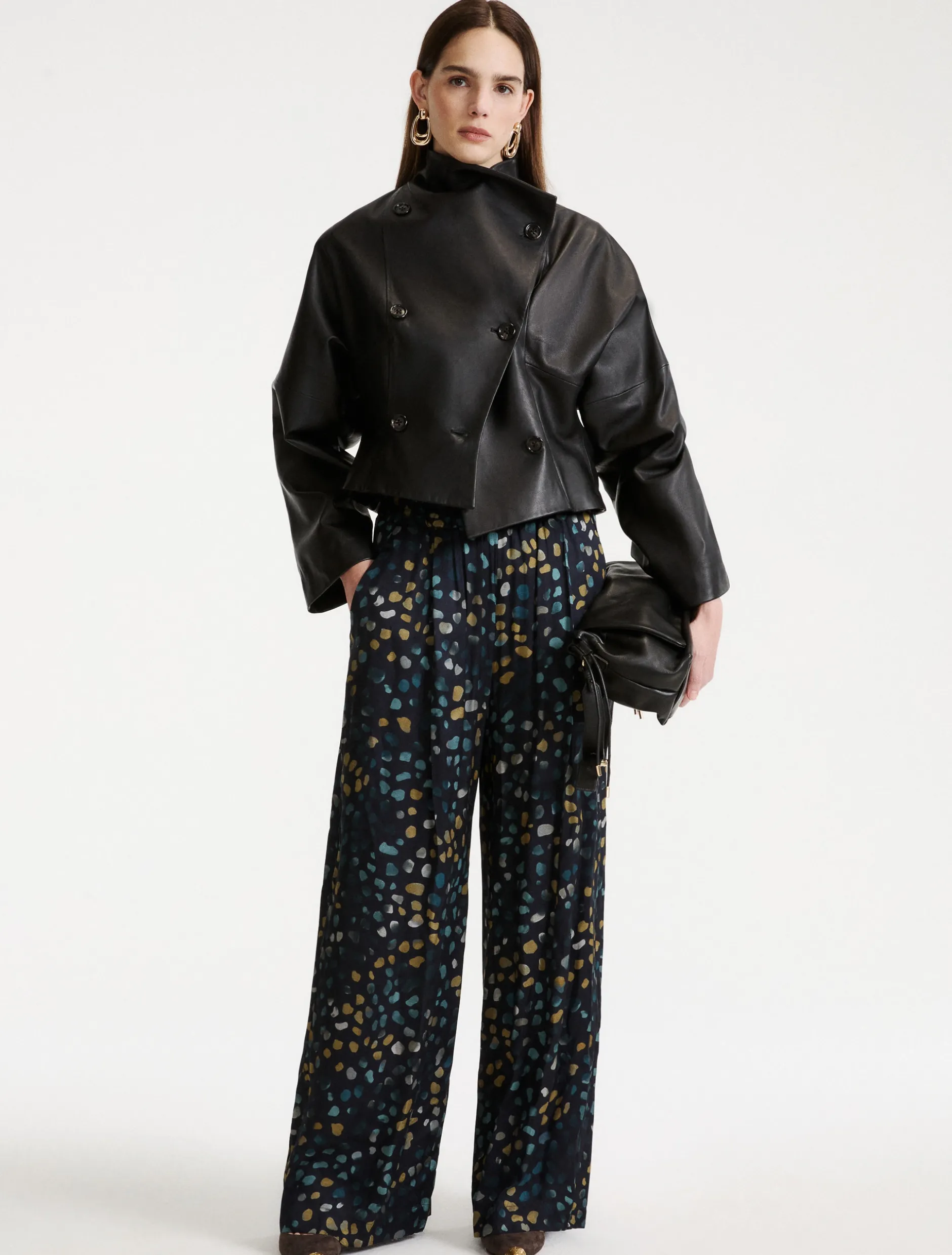 Pantalone in twill stampato - NAVY