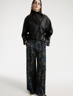 Pantalone in twill stampato - NAVY