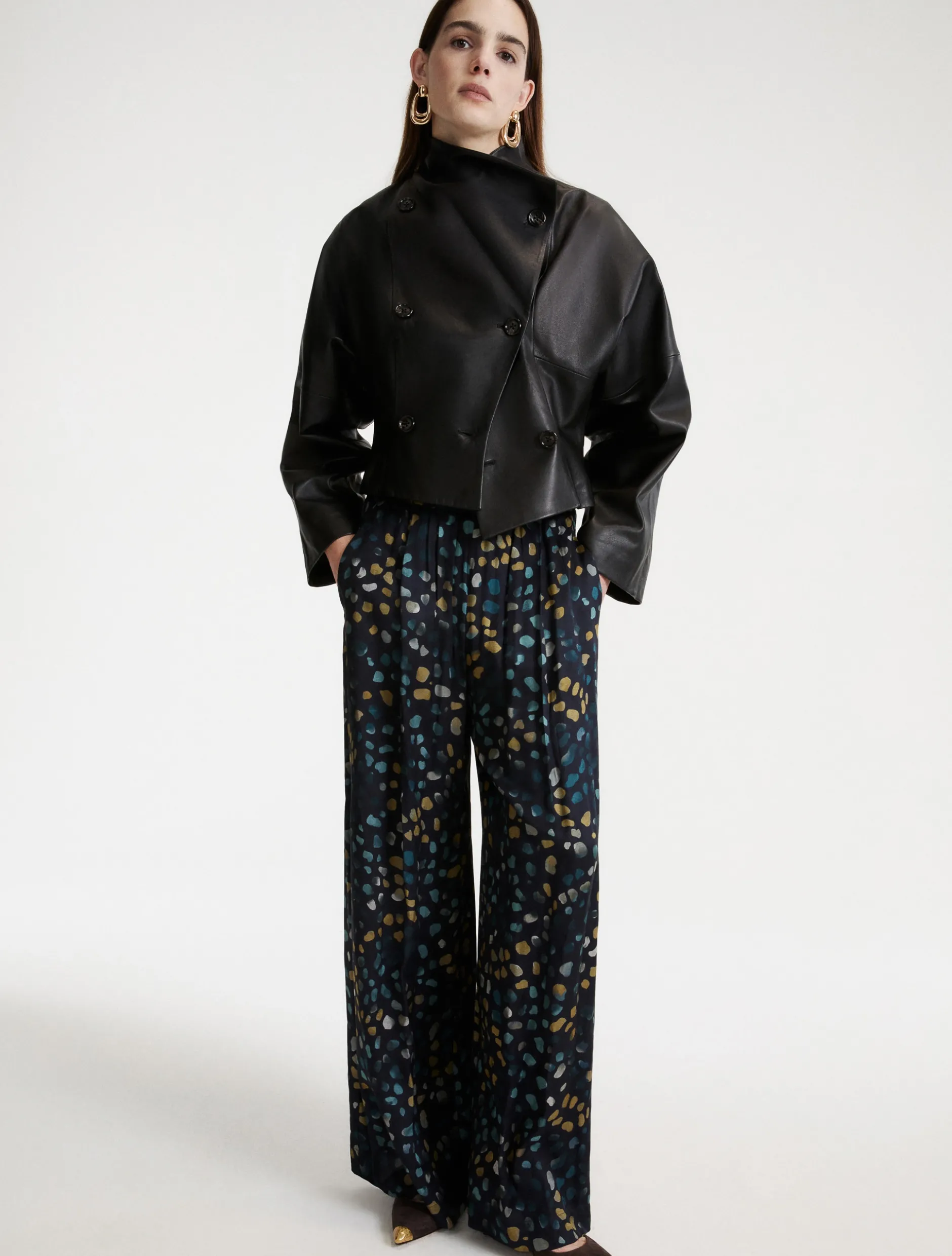 Pantalone in twill stampato - NAVY