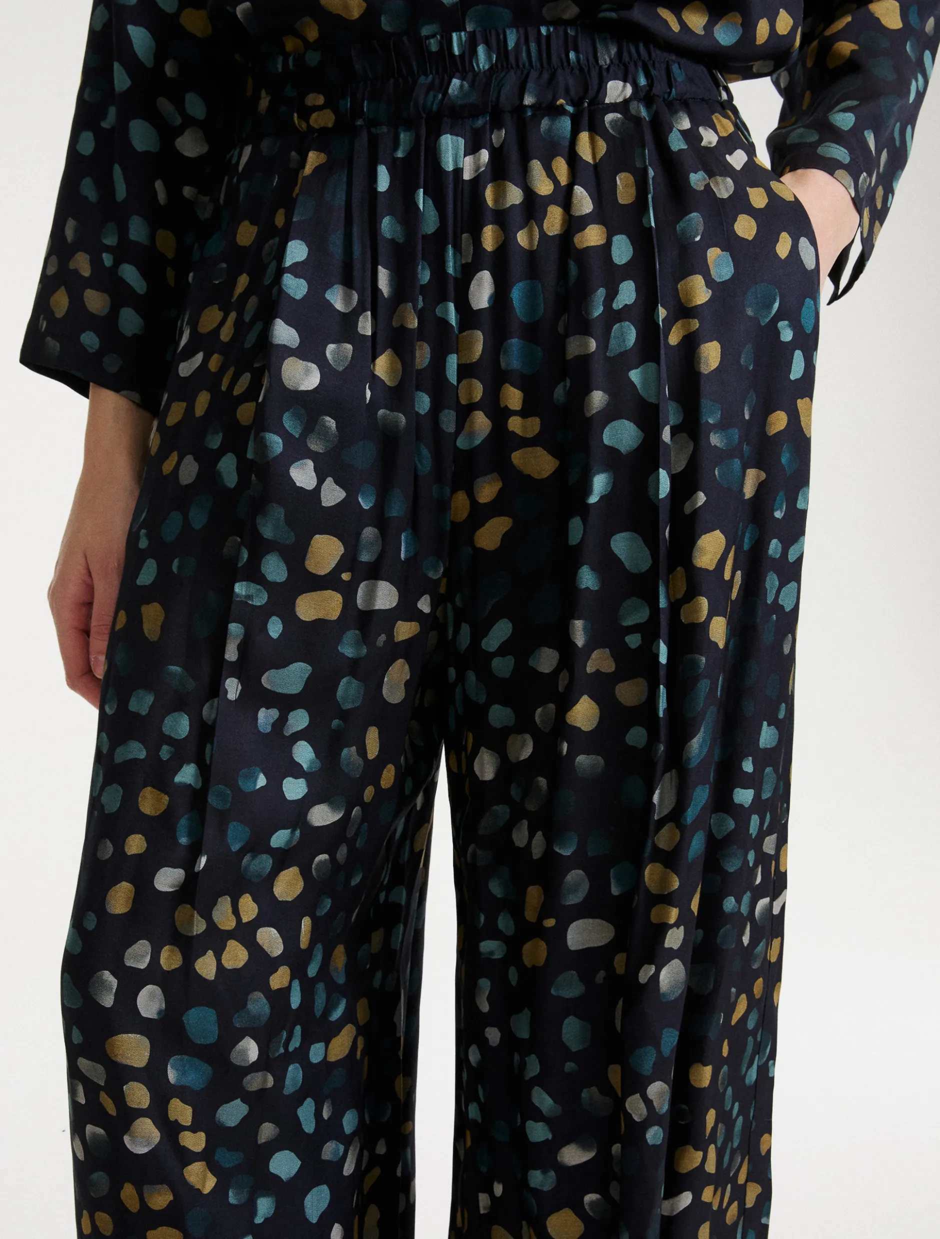 Pantalone in twill stampato - NAVY