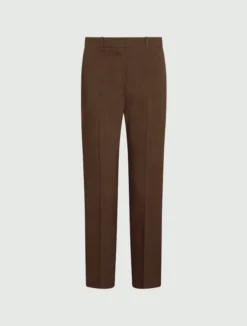 Pantalone in viscosa e lino stretch - MARRONE