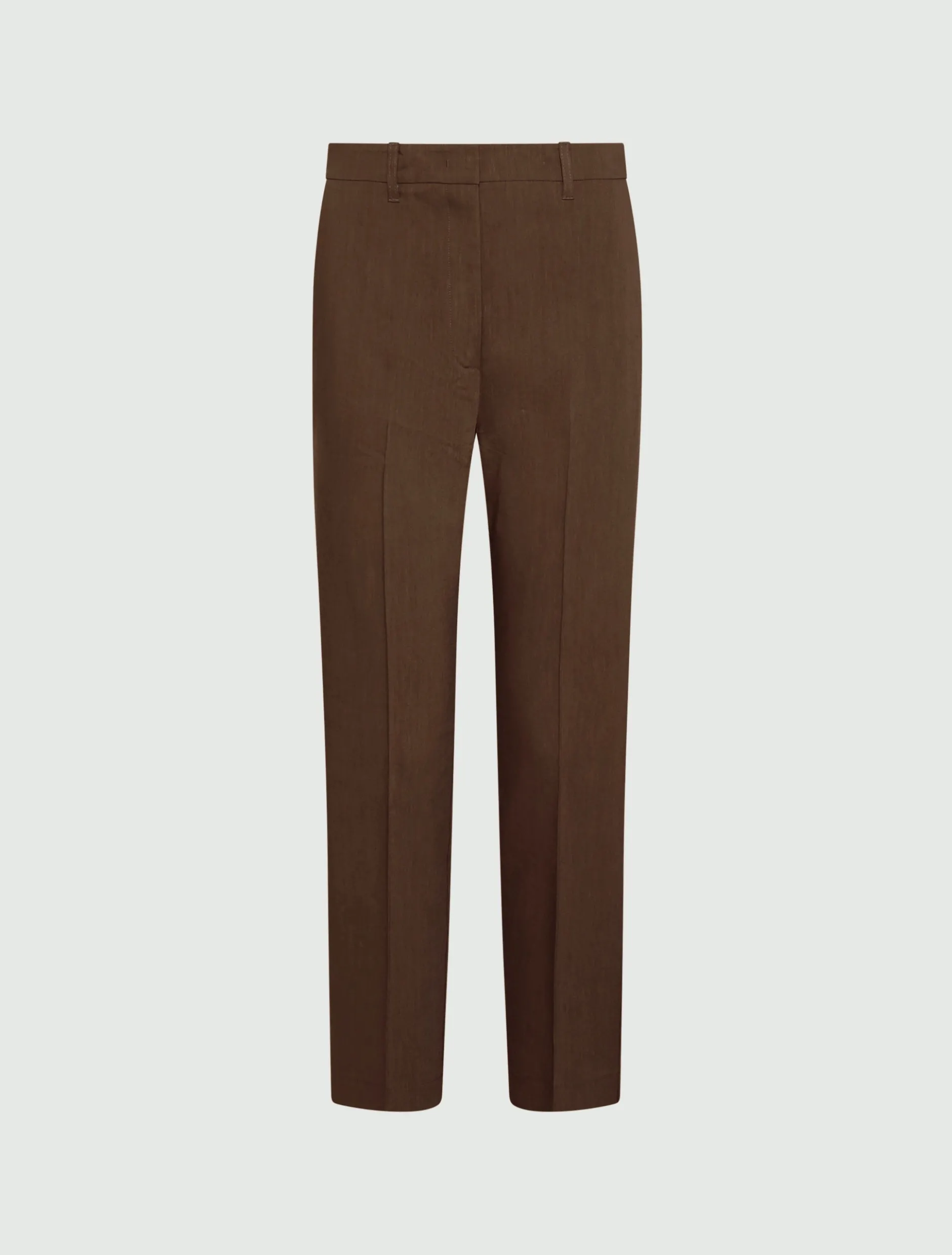 Pantalone in viscosa e lino stretch - MARRONE