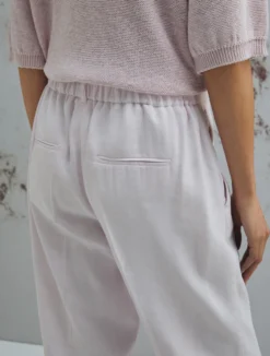 Pantalone in viscosa e lino stretch - ROSA