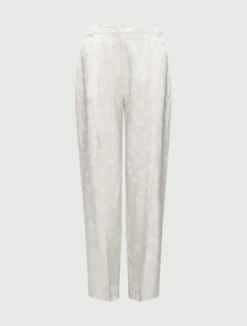 Pantalone in viscosa jacquard - BIANCO LANA