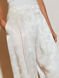 Pantalone in viscosa jacquard - BIANCO LANA