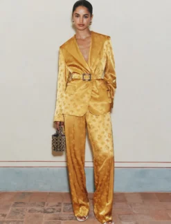Pantalone in viscosa jacquard - ZAFFERANO
