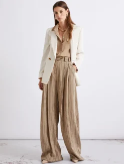 Pantalone palazzo in viscosa - NOCCIOLA