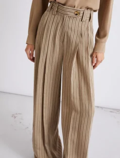 Pantalone palazzo in viscosa - NOCCIOLA