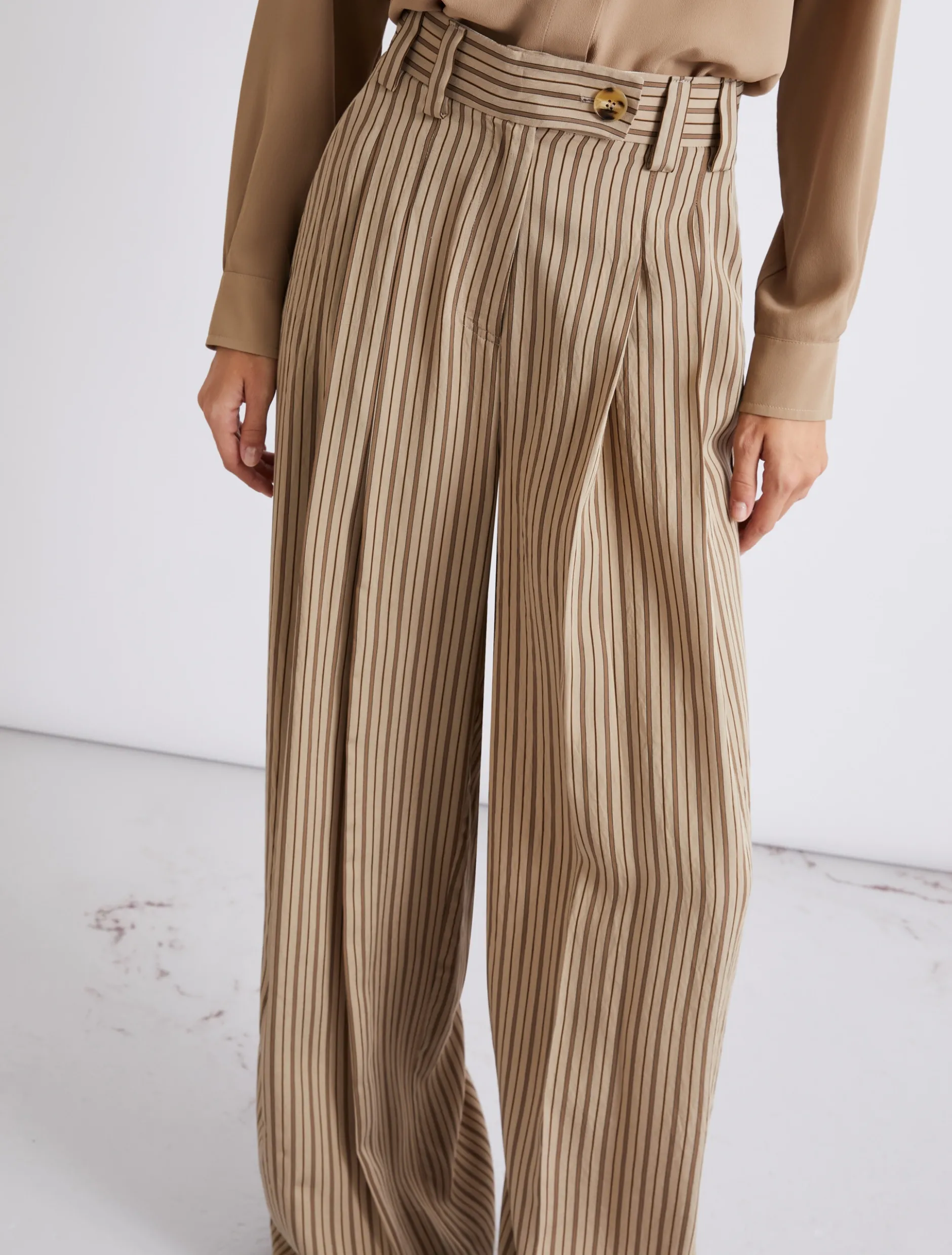Pantalone palazzo in viscosa - NOCCIOLA
