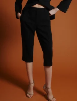 Pantalone pinocchietto in envers satin - NERO