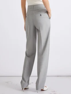 Pantalone sartoriale in lana e seta effetto grisaglia - GRIGIO