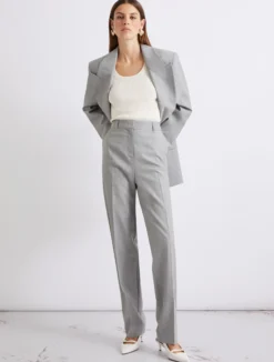 Pantalone sartoriale in lana e seta effetto grisaglia - GRIGIO