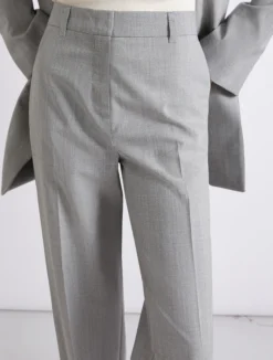 Pantalone sartoriale in lana e seta effetto grisaglia - GRIGIO
