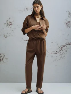 Pantalone slim - MARRONE