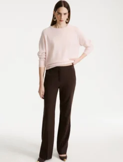 Pantalone stretch in misto viscosa - MARRONE