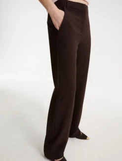Pantalone stretch in misto viscosa - MARRONE