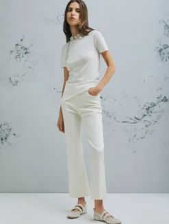 Pantalone 5 tasche flare crop - BIANCO LANA