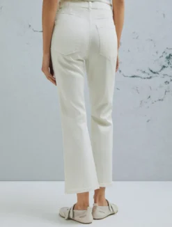 Pantalone 5 tasche flare crop - BIANCO LANA